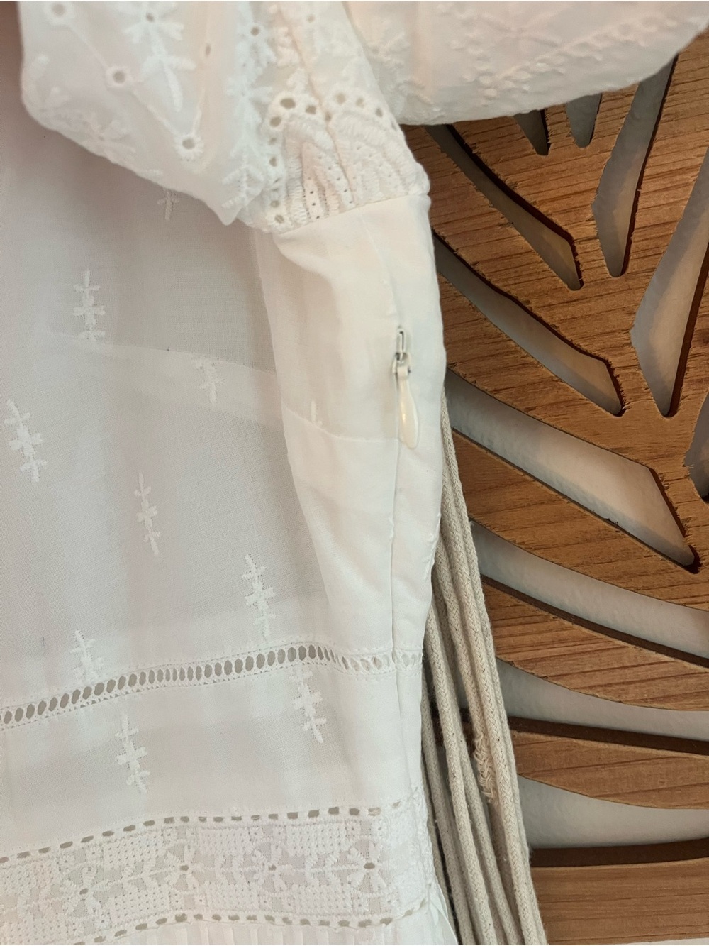 NWT Magaschoni White Linen Eyelet Short Sleeve Button-Front Maxi Dress Medium - Picture 7 of 13